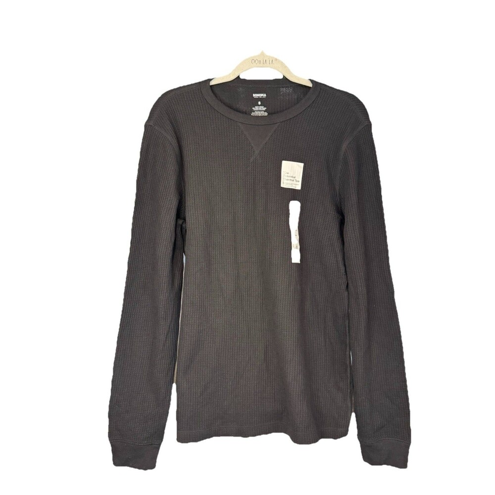 Men's Sonoma Goods T-shirt Size Small Black Essential Thermal Waffle Long Sleeve